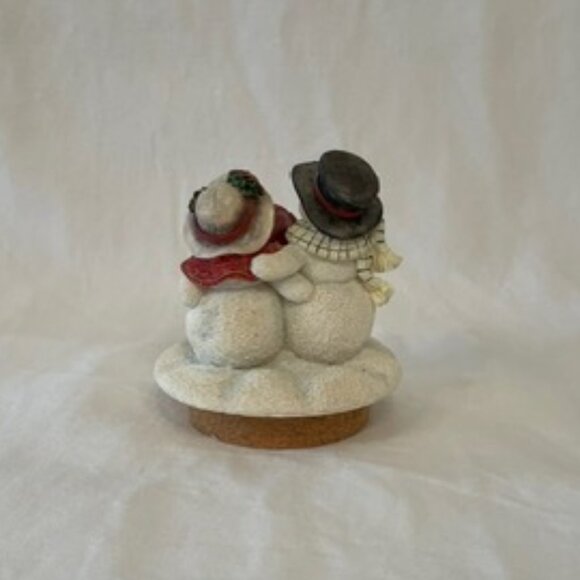 Home Interiors Snowman Family Candle Topper Jar Shade Ceramic Christmas Retired - Picture 3 of 4